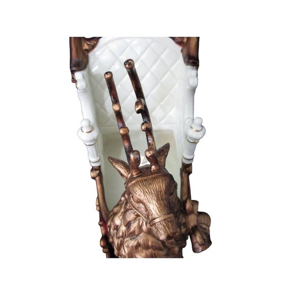 Intricate Reindeer Head Porcelain Ceramic Sleigh EUC Vintage Dillard's 1990's - Picture 5 of 16